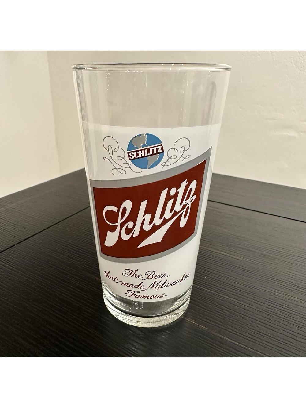 Schlitz Beer Glass Tumbler 5 1/4" High x 2 1/2" Wide EUC Bar Tavern